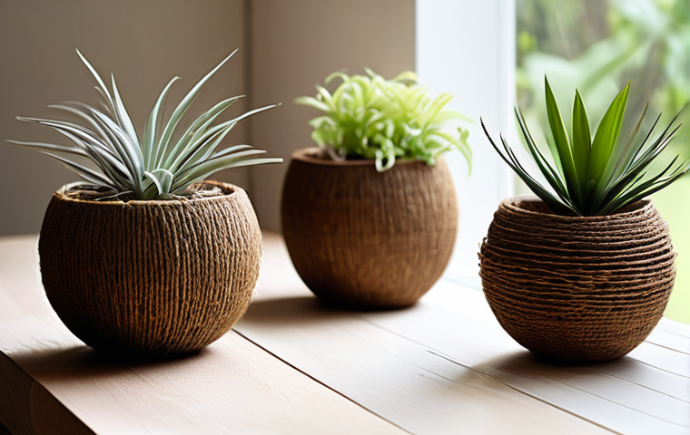 친환경 화분 만들기 - **Prompt:** A bright and airy balcony transformed into a vertical garden using repurposed plastic bo...