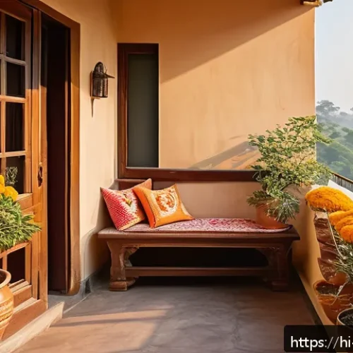 Home 31 꽃 피우는 실내 식물 추천 - A cozy, sunlit Indian home balcony adorned with vibrant flowering plants like jasmine (chameli), mog...